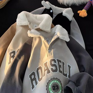 ROASELL 기모안감 배색 양털 카라 맨투맨 MT1452
